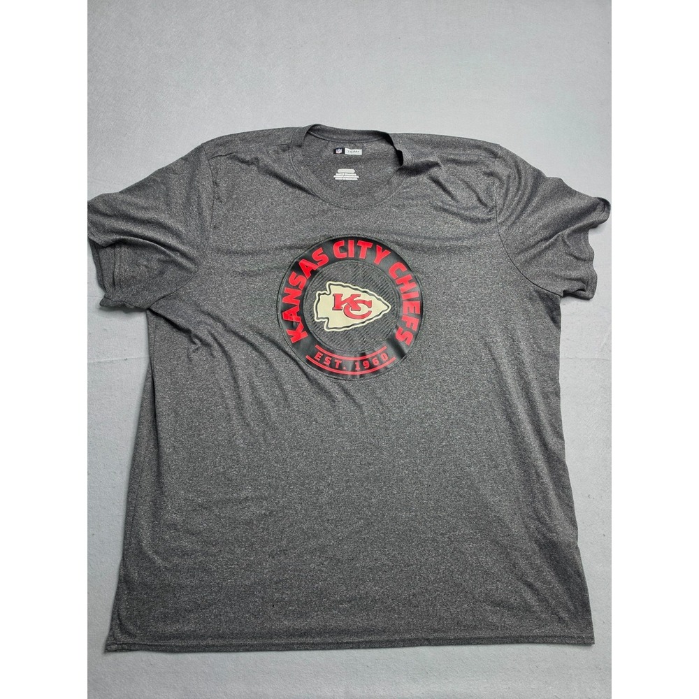 NFL Team Apparel Kansas City Chiefs Football Shirt Mens 2XL Gray Short Sleeve